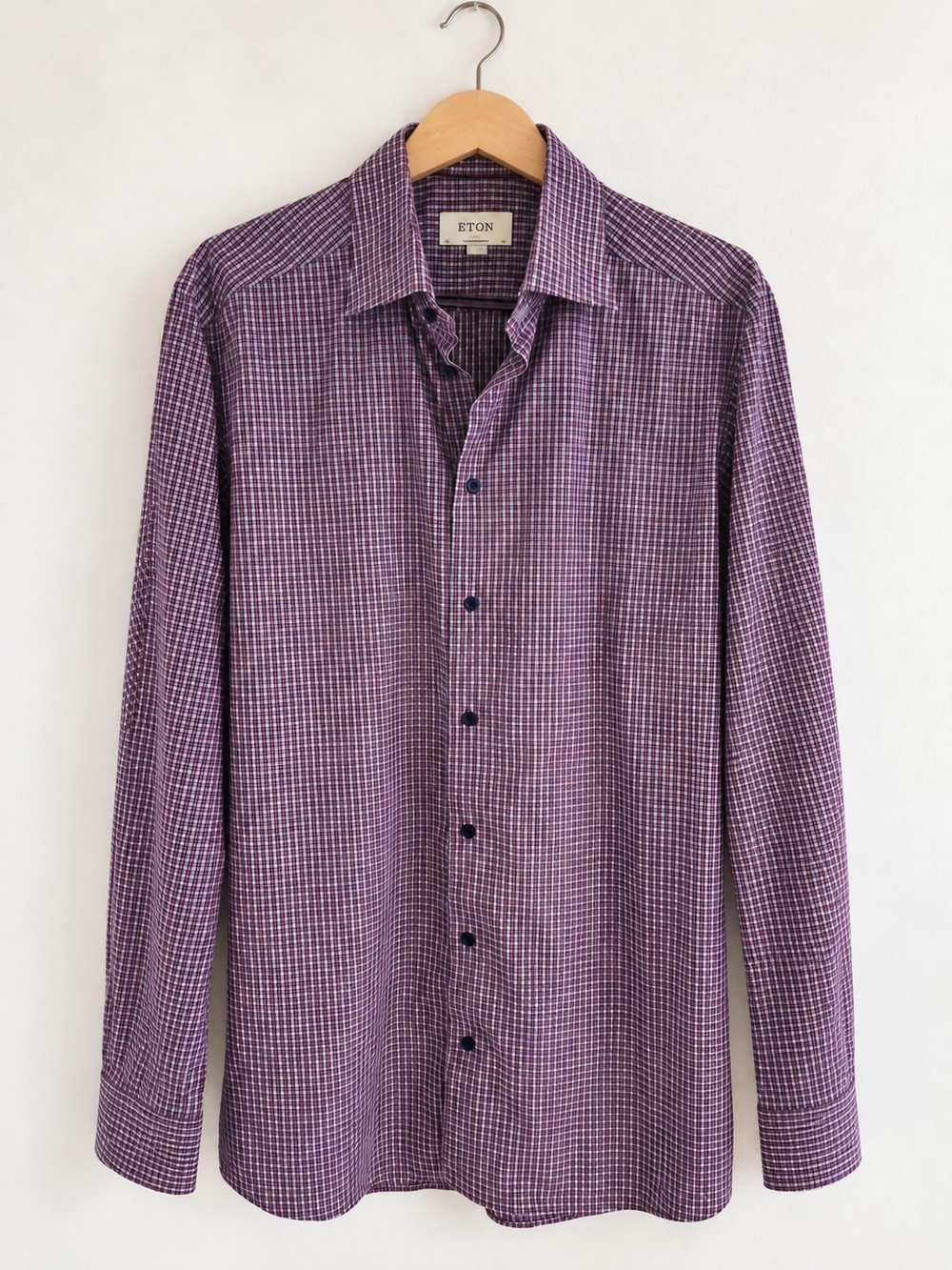 Eton Contemporary Fit Men's Check Dress Shirt L 42 16.5